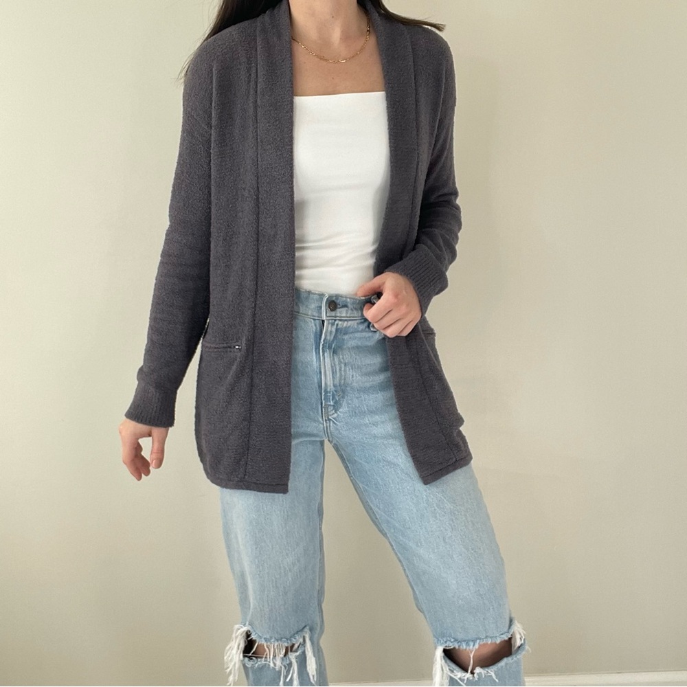 Barefoot Dreams Long Cardigan Grey Blue Color Size Small
